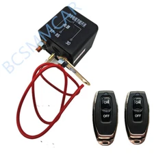 Wireless Dual Remote Car Battery Disconnect Relay Master Kill Cut-off Switch 12V