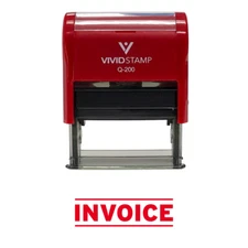 INVOICE Self Inking Rubber Stamp (Red Ink) - Medium