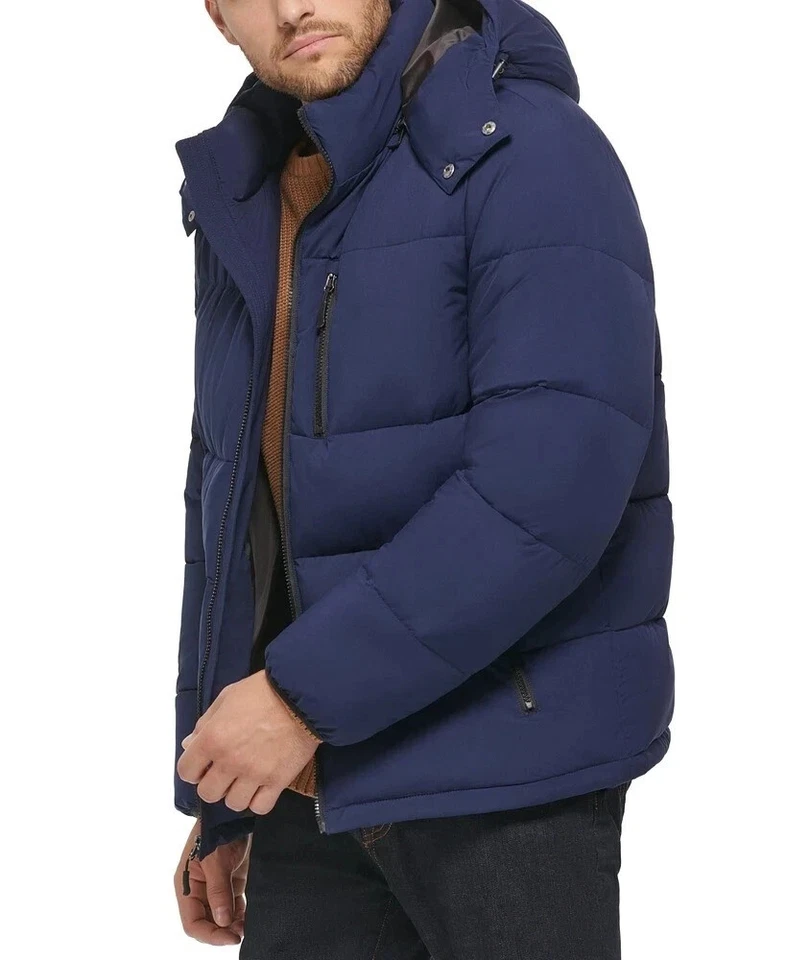 Club Room Puffer Jacket Men's Navy Stretch Hooded Removable Hood Relaxed Fit,XXL - Image 4 of 4