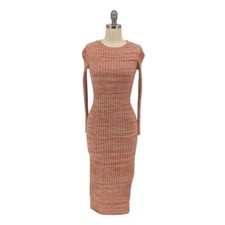 MNG Ribbed Knit Midi Sweater Dress Orange XS preppy fall winter minimalist