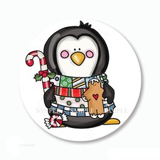 Country Christmas Gingerbread Penguin Scrapbook Stickers Favors Envelope Seals