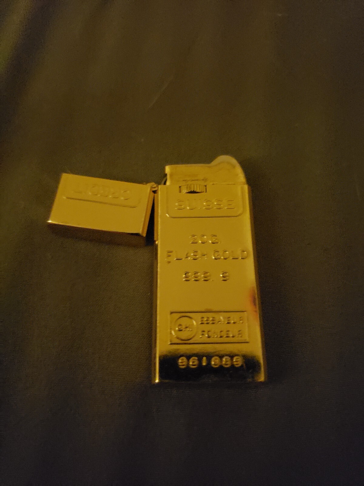Vintage Colibri Electro Quartz Lighter  Gold Credit Suisse Bar with Box Retro