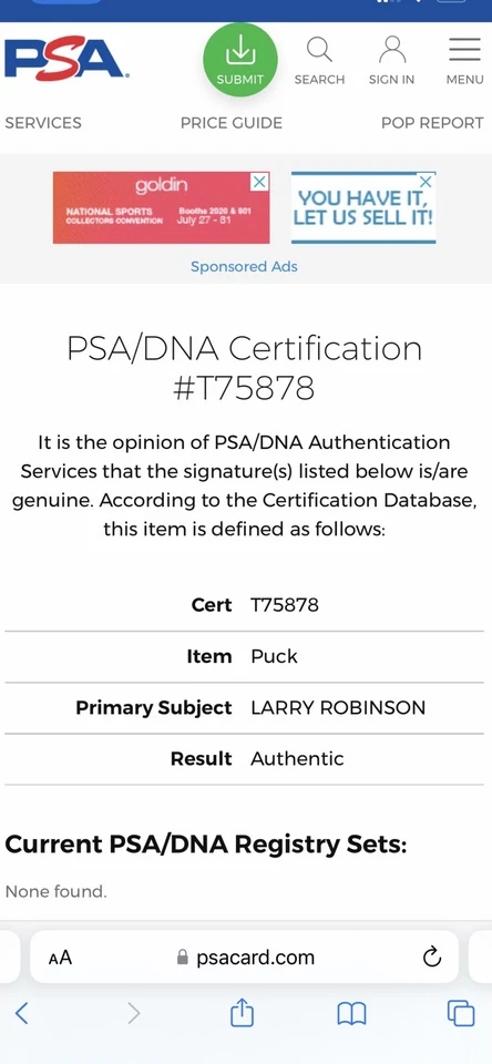 Larry Robinson Signed Hall Of Fame Hockey Puck PSA/DNA Canadiens HOF a - Image 4 of 4