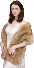 Women's Faux Fur Shawl Wraps Cloak Coat Sweater Cape for Evening Party