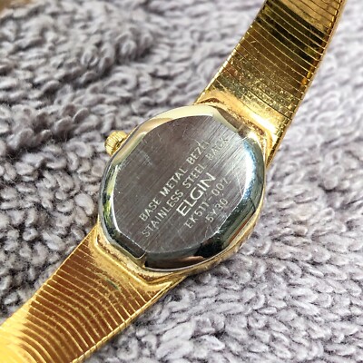 Elgin Diamond Women K511-007 Gold Tone Dial Bracelet 17mm Oval