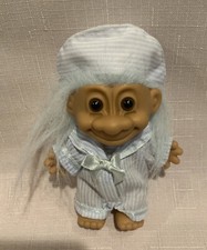 NEW Vintage Russ 5" Sailor Troll Doll Light Blue Hair Striped Outfit