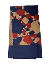 Auth LANVIN Chemisier 100% Silk Double Sided Scarf Vintage