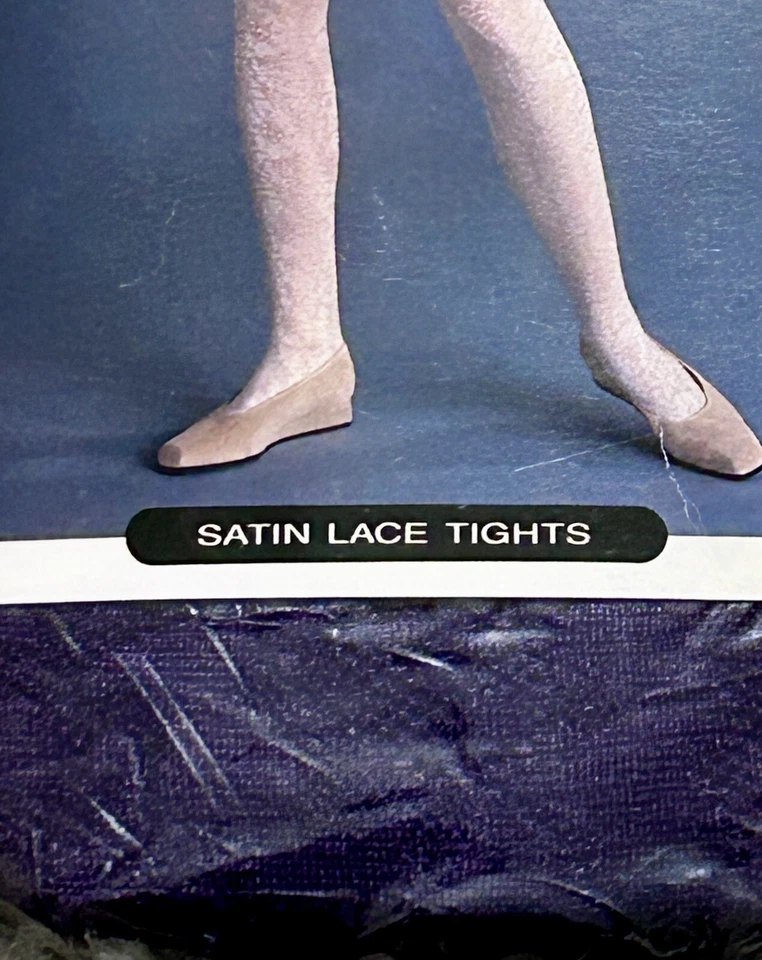 Medias vintage de encaje satinado en tono OSFM NUEVAS EN PAQUETE púrpura Foto 2 de 4