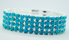 Blue color 4 Row Crystal Rhinestone Stretch fashion Bracelet Wedding Bridal