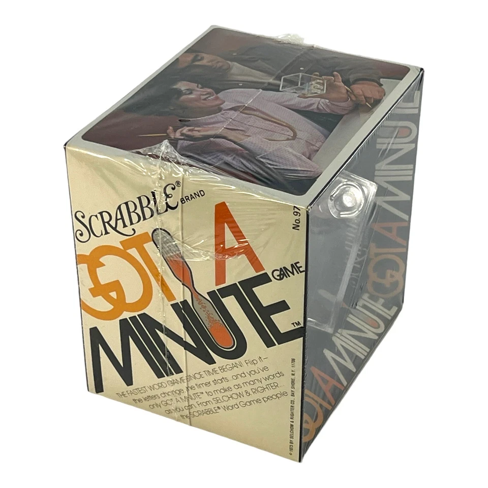 VTG 1973 Scrabble Got A Minute Game Acrylic 3” Cube Sand Timer NIB Sealed - Image 4 of 4