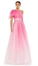Mac Duggal GLITTER OMBRE RUFFLED ONE SHOULDER BALLGOWN Pink NWT size 2