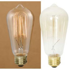 Edison Light Bulb Large 40 Watt Standard Socket - Slight Amber Color Glass