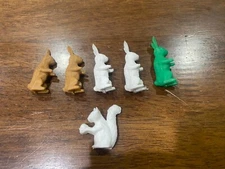 ORIGINAL TIM MEE PLASTICS VINTAGE TOY LOT FARM ANIMALS 5 RABBITS 1 SQUIRREL