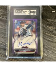 2023 Bowman Draft Chrome Hurston Waldrep 1st Auto Purple /250 SGC 8 Auto 10