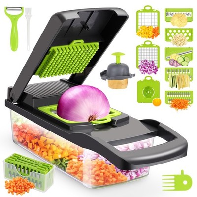 Food Dicer Vegetable Chopper, 13-in-1 Onion Slicer with 8 Blades, Multicolor