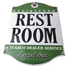 Vintage Texaco Gasoline Sign - Gas Service Rest Rooms Pump Porcelain Sign