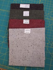 Four 4 100 Wool 6" x 18" Strips New Brown, Green, Red Speckled Tan