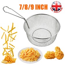 7-9 inch Chip Pan Frying Wire Mesh Basket Round Pan Large Chips Fry Strainer UK