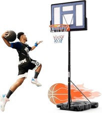 Portable Basketball Hoop Outdoor Goals System Adjustable w/PVC Backboard Wheels