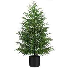 Norfolk Pine Christmas Tree Real Touch Faux Tree with Black Pot, Realistic In...
