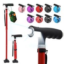 BeneCane Walking Cane for Women Folding Cane for Men with Two Led Lights Quad...
