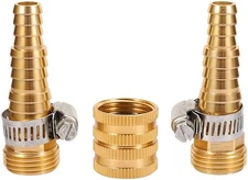 Metal Garden Hose Repair Connector End Male Female Mender 2UNFM, Gold 