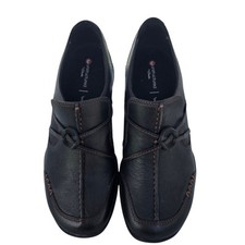 Clarks Wave Walk Womens Size 8M Loafers Shoes Black Leather Slip On Comfort