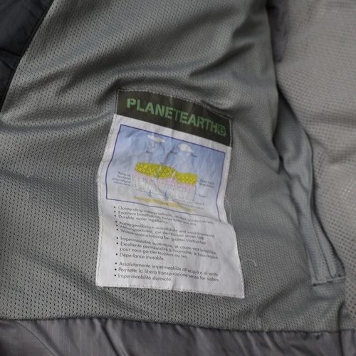 Planet Earth Down Jacket Mens Medium Blue Insulated Quilted Pit Zip Puffer VTG image 4