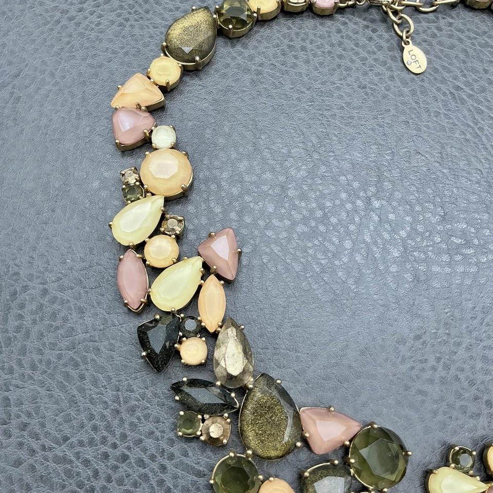 LOFT Collar Distintivo Mujer Babero Ajustable Multicolor Vidrio Facetado Tono Dorado Foto 4 de 4