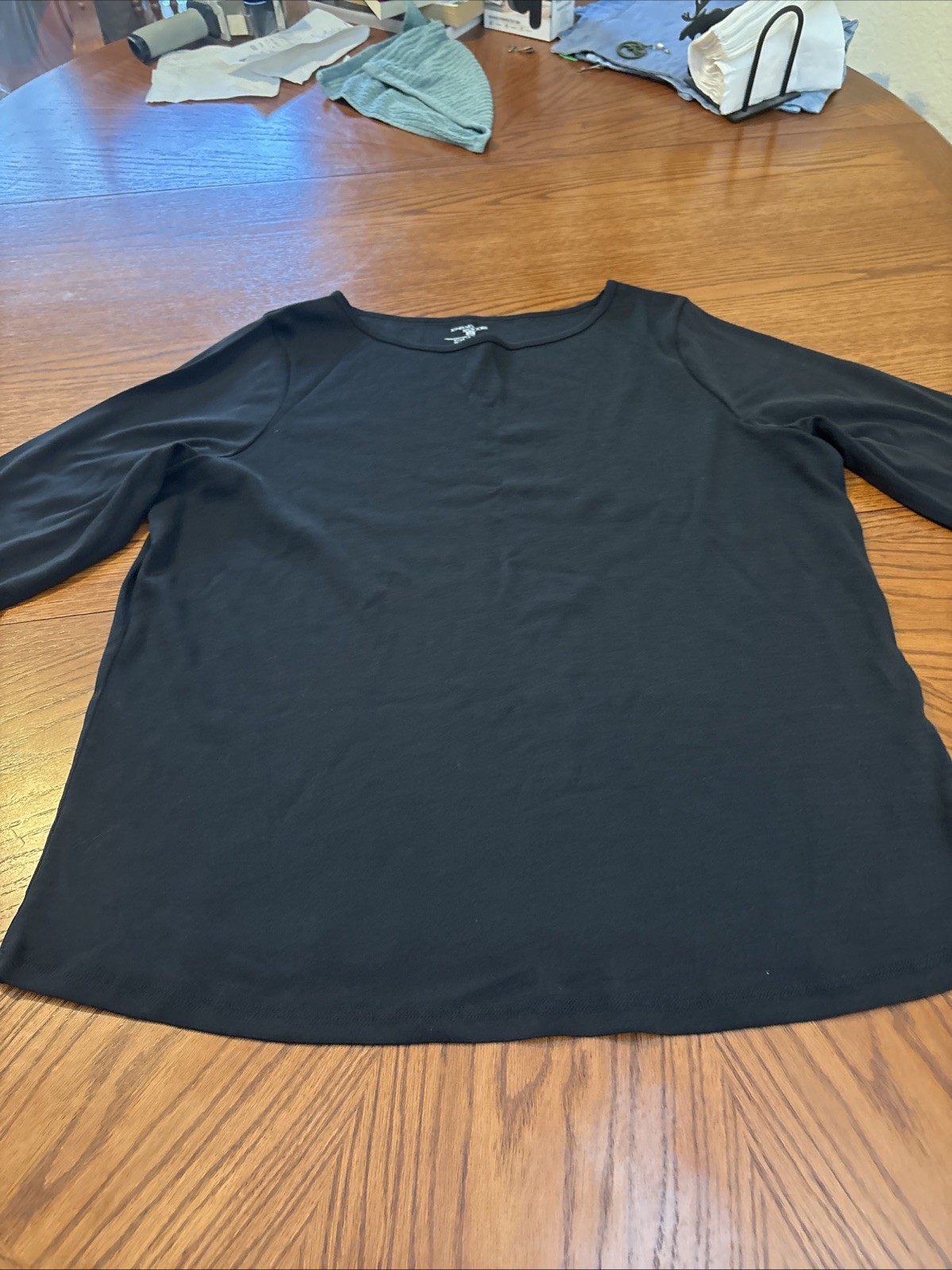 Jones New York Sport Short Sleeve Black Cotton T-Shirt Round Crew Neck Sz Xl