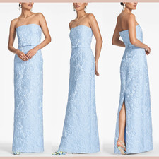NWT 895 Sachin Babi 0 Strapless Jacquard Belted Column Sophia Gown J2125