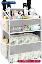 Hanging Diaper Organizer, 2 Tier Hanging Diaper Caddy, Holds 90 Diapers