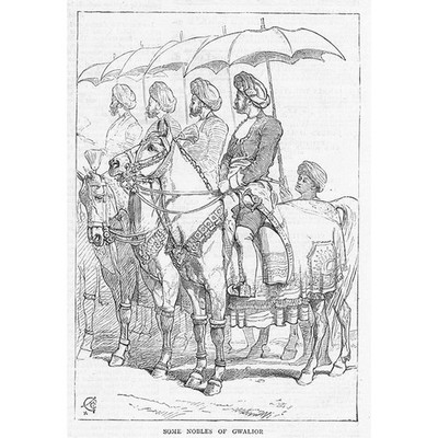 Indien Einige Adlige von Gwalior - antiker Druck 1876