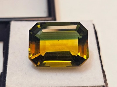 Tourmaline Bi-Colour Emerald Cut 11+ Ct Loose Gemstone For Pendant Making