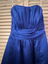 Davids Bridal Prom, Formal Strapless Dress Size 2 royal blue Satin Long Gown