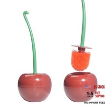 2-Pack Cherry Toilet Brush and Holder  Cute Toilet Brush Set with Flexible Red