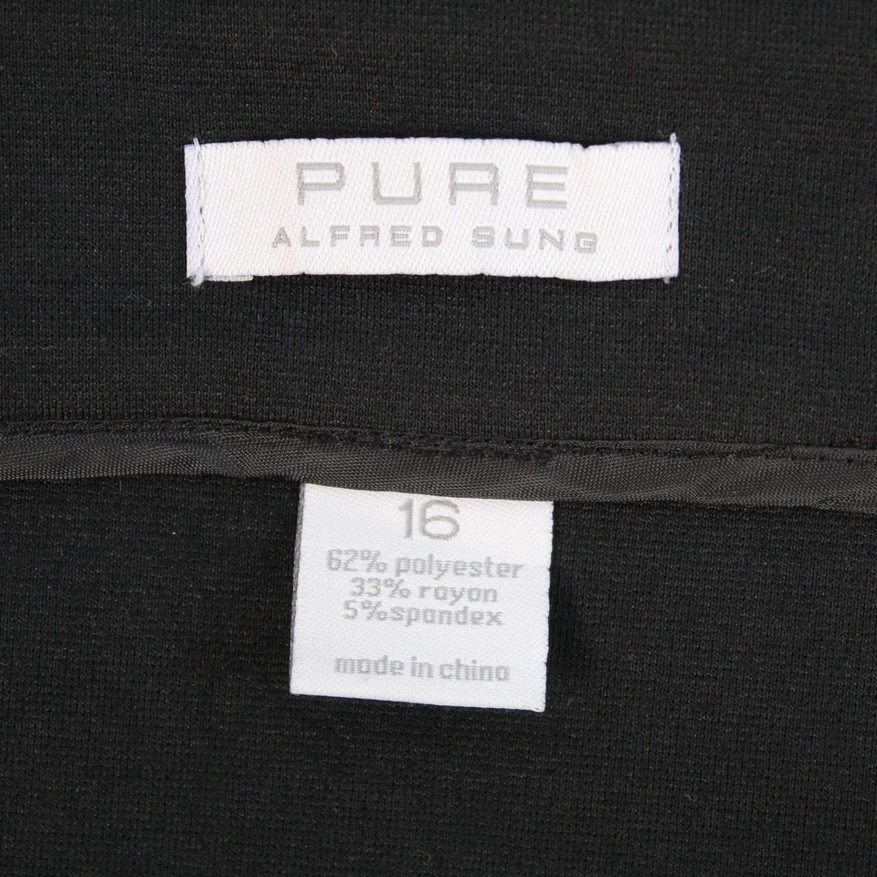 Falda lápiz negra vintage Alfred Sung para mujer talla 16 plisada cremallera lateral Foto 4 de 4