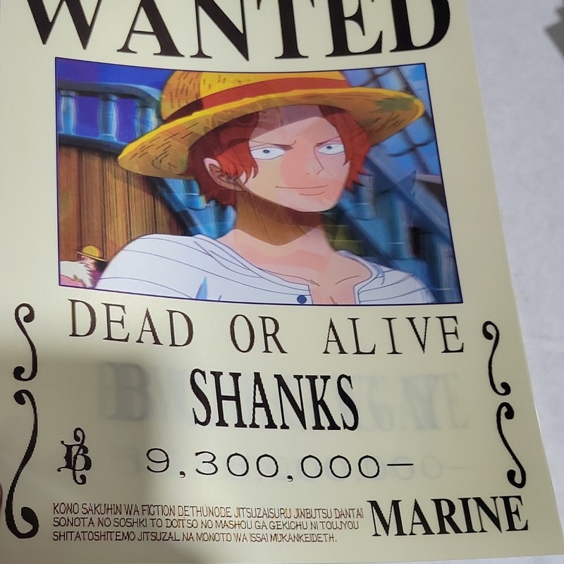 One Piece WANTED POSTER 3D Lenticular Poster - Shanks, Edward Newgate, Buggy