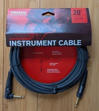 D'Addario Planet Waves Gold-Plated 1/4" Angled - Straight Instrument Cable 20 ft