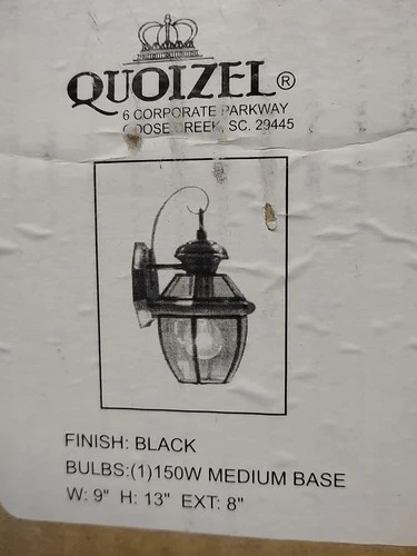 Quoizel NY8316K Newbury Light Outdoor Wall Lantern, Mystic Black. New - Picture 2 of 6