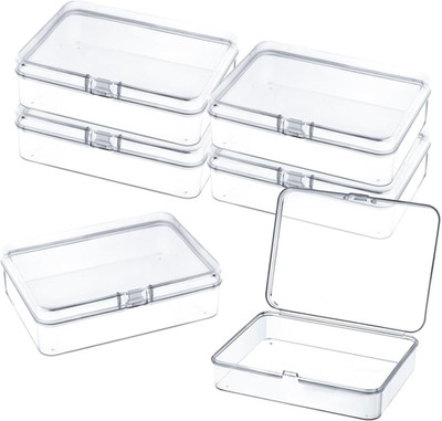 6 Pcs Mini Clear Plastic Storage Containers with Lids Small Bead Jewelry Box Kit