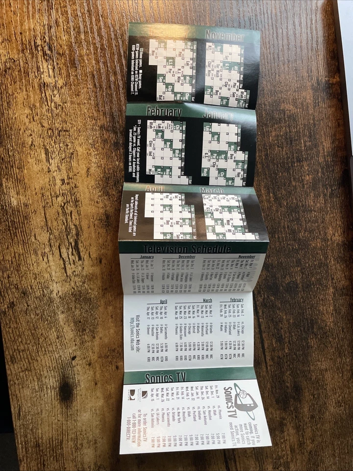 Calendario de temporada 1996-97 de Seattle SuperSonics Shawn Kemp NBA HOF Foto 4 de 4