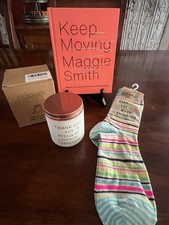 Wellness Gift Lot NWOT Keep Moving Book Therapist Candle Socks Anxiety Care