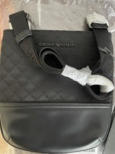 Image of EMPORIO ARMANI Y4M234 Y22V Jacquard Logo Print Cross Body Messenger Bag - Black