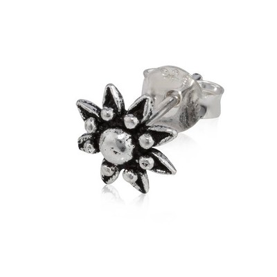 Einzelohrstecker Sonne 925 Silber Oxidiert Ohrschmuck 6mm Klein Ohrring