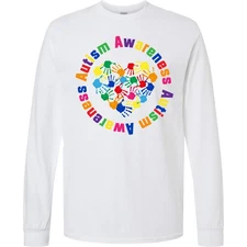 Inktastic Autism Spectrum Awareness Handprint Heart Long Sleeve T-Shirt Cute Tee
