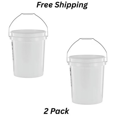 (2 pack) United Solutions 5 Gallon Round Utility Bucket, Comfort Handle, 1 Each