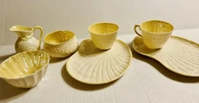 🍀 Authentic Belleek Ireland “Shell” Snack Set – 7 Pieces of Irish Porcelain
