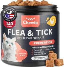 Chewia Flea and Tick Soft Chews for Cats 140 chews Chicken Flavor