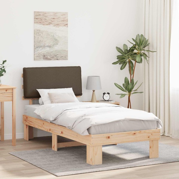 Bettgestell Mit Gepolstertem Kopfteil Taupe 90 X 200 Cm-image